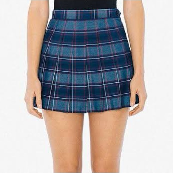 American Apparel Dresses & Skirts - American apparel blue grey plaid tennis skirt size M